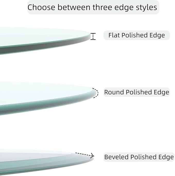36" Round Glass Table Top - 1/4" Thick Round Polished Edge Tempered Glass, Replacement Glass Top for Kitchen/Patio Table