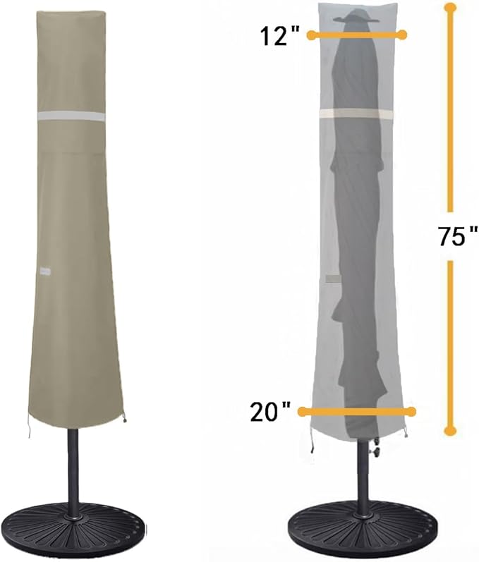 Patio Umbrella Covers for 10ft to 11ft Patio Umbrellas, Fade Resistant, Waterproof and Durable Market Parasol Ourdoor Umbrella Covers with Zipper and Rod