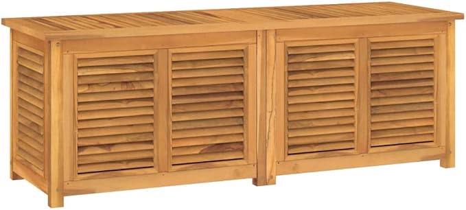 Gardening Supplies Patio decor Deck box Outdoor storage Box Patio Storage Box with Bag 59.1"x19.7"x20.9" Solid Wood Teak