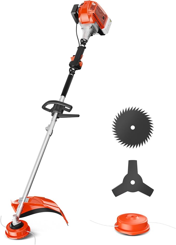 52cc Gas Powered Weed Eater String Trimmer, 3 in 1 Gas Weed Wacker, Powerful 2 Stroke Yard Tool,Quick Start Grass Cutter for Home Garden Lawn Trimming