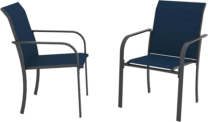 Patio Dining Set,Including 60"x 38" Steel Slat Dining Table and 6 Stackable Patio Chairs,Outdoor Furniture Set with 1.6" Umbrella Hole for All Weather