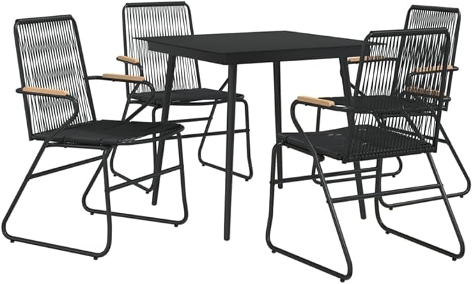 Patio Furniture Sets,Outdoor loveseat,Patio Conversation Sets,5 Piece Patio Dining Set Black PVC RattanSuitable for Patio, Garden, Gazebo Low