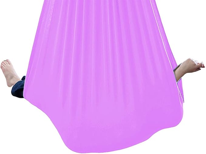 Sensory Swing for adults Indoor kids Therapy Swing Soothing Calming Snuggle Hammock durable soft strong fabric swing Beneficial to child's spatial awareness ( Color : Light purple , Size : 1.5M x 2.8M