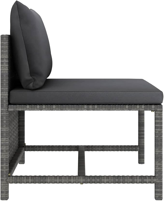 12-Piece Grey Anthracite PE Rattan Modular Patio Conversation Set 23.6" Outdoor Sectional Sofa