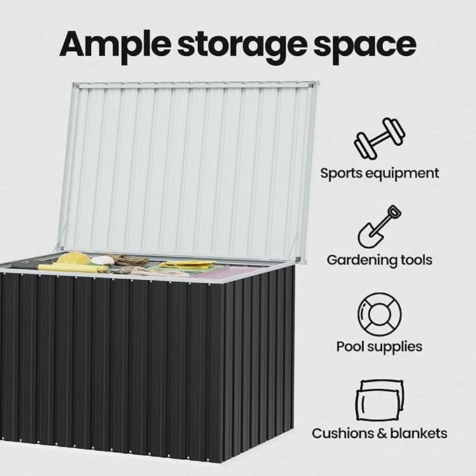 vidaXL Patio Storage Box, Deck Box with Lid, Outdoor Cabinet, Storage Chest for Outdoor Cushions Throw Pillows Garden Tools Pool Supplies, Anthracite