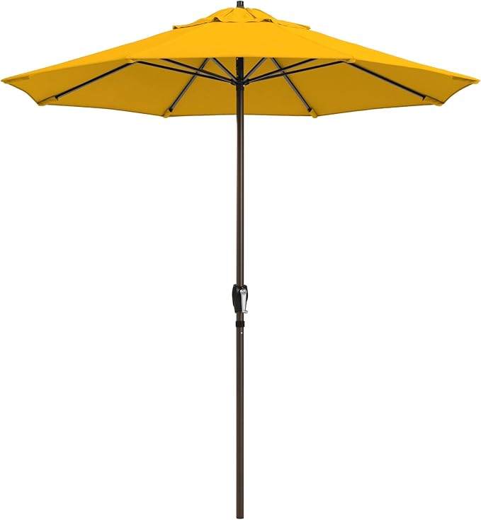 California Umbrella 10-Year Protection 7.5 Ft Outdoor Patio Umbrella, Pacifica Fade-Resistant Fabric, Auto-Tilt, Heavy Duty Aluminum Frame, 8 Reinforced Ribs for Pool or Deck, Bronze Pole, Yellow