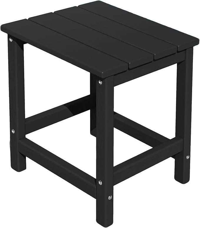 KINGYES Outdoor Side Table, HDPE All Weather Adirondack Patio Tables,Black