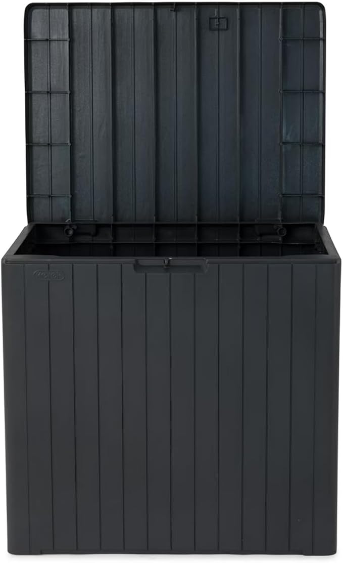30 Gallon Outdoor Deck Box, Waterproof Resin Storage with Lid for Patio Furniture Cushions, Toys, Pool Accessories
