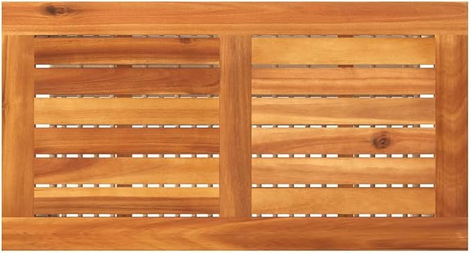 Outdoor Garden Table with Acacia Wood Top, 27.6x15x16.5 Inch Poly Rattan Patio Table, Powder-Coated Steel Frame for Backyard