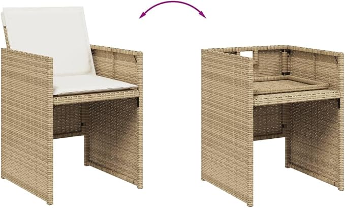 15-Piece Outdoor Patio Dining Set with Cushions Beige Poly Rattan Furniture Set for Backyard Garden Balcony