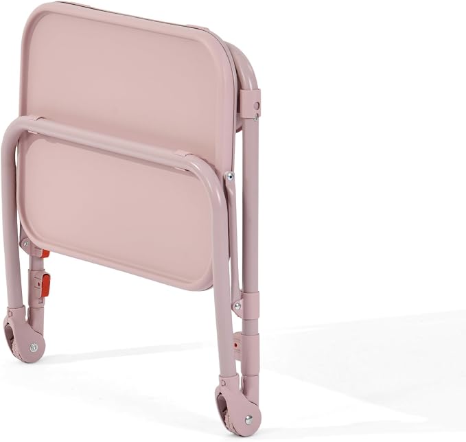Homy Casa Folding Patio Dining Table Portable Coffee Desk with Adjustable Height Tilt Top and Cup Holder for Garden Balcony and Terrace (Pink)