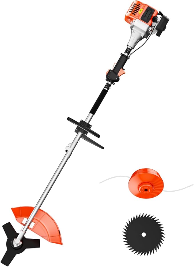 Weed Eater Gas Powered 36cc 3 in 1 Gas Weed Wacker Gas Brush Cutter, 2-Cycle Gas String Trimmers for Weeds and Grass, Orange