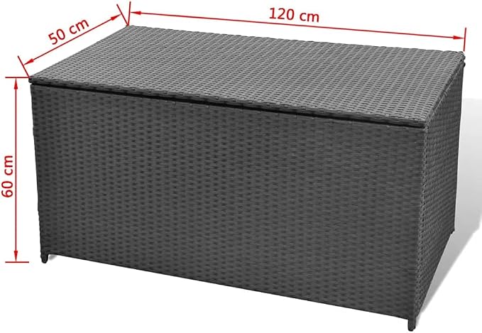 (Fast Shipments) Deck Storage Container, Organization & Outdoor Storage Container for Patio Furniture Pillows, Garden Tools Garden Storage Box Black 47.2"x19.7"x23.6" Poly Rattan