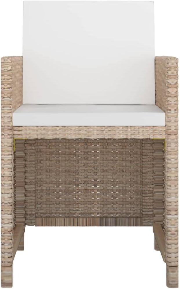 5 Piece Patio Dining Set with Cushions, Patio Conversation Set Outdoor Lounge Sets Front Porch Furniture Sectional Sofa for Exhibition Poolside Piazza Negotiation Area Poly Rattan Beige