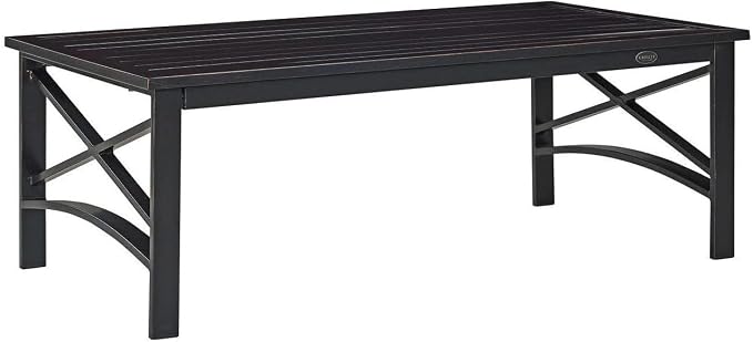 HomeStock Island Oasis Outdoor Metal Coffee Table with Slatted Top,Powder-Coated,Sturdy Weather-Proof Steel,Hand-Painted,Durable - 23.5" D x 39.25" W x 13.75" H Oiled Bronze Finish
