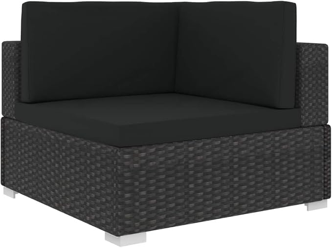 7 Piece Patio Lounge Set with Cushions,Couch Patio Conversation Sets Outdoor Furniture Combination Sofa for The Patio, Deck, Front Porch, Poolside or Balcony Poly Rattan Black
