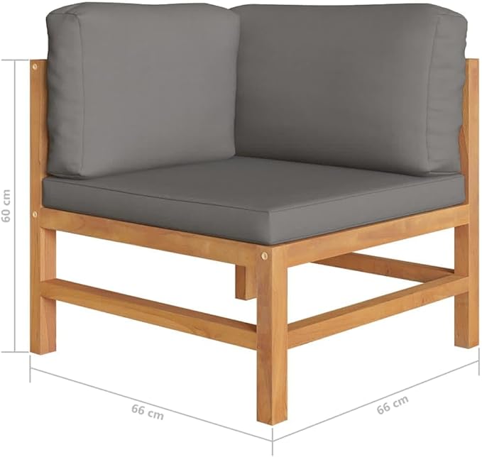 Backyard Furniture Patio Conversation Sets Outdoor Seating 7 Piece Patio Lounge Set with Gray Cushions Solid Teak Wood Suitable for Swimming Pool, Courtyard, Garden