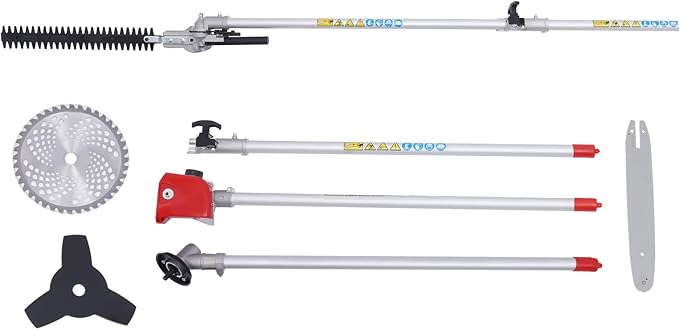 Brush Cutter, 2-Stroke 51.7CC 1.4KW Gas Lawn Edger Single Cylinder Air Cooled Weed Wacker Multifunction Weed Eater Aluminum Gas Powered Weed Trimmer Garden Trimmer w/0.3 Gal Fuel Tank Capacity