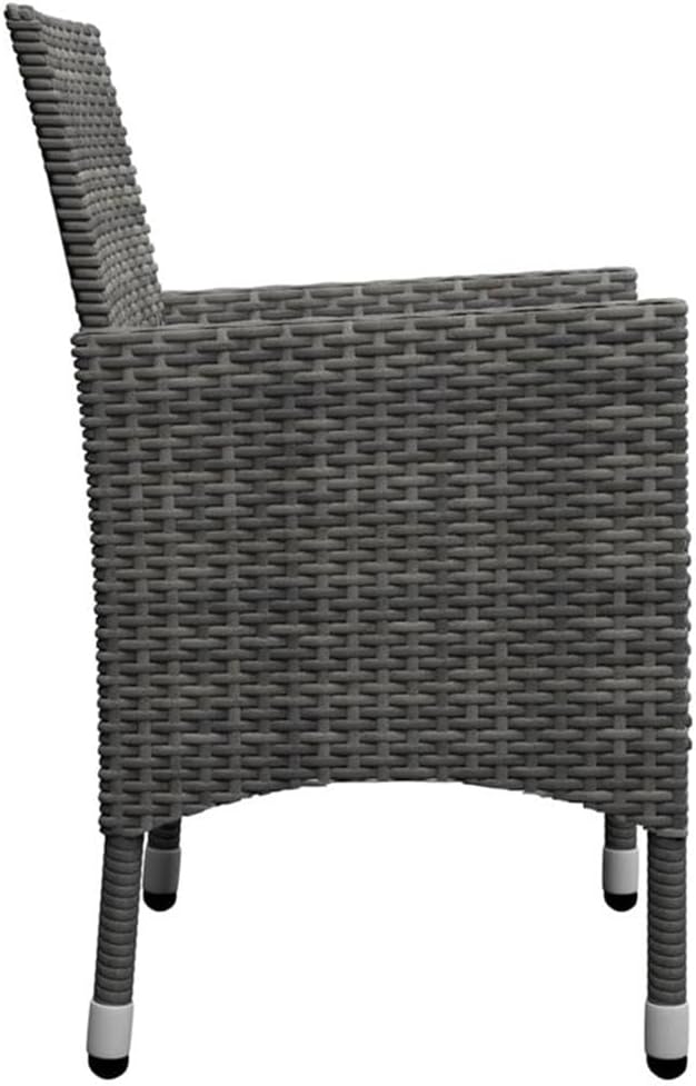 Afuera Living 7-Piece Patio Dining Set, Solid Acacia Wood Table, Powder-Coated Metal Frame, Oiled Gray Finish, Cushioned Rattan Chairs, Weather-Resistant Outdoor Seating for Garden or Backyard Use