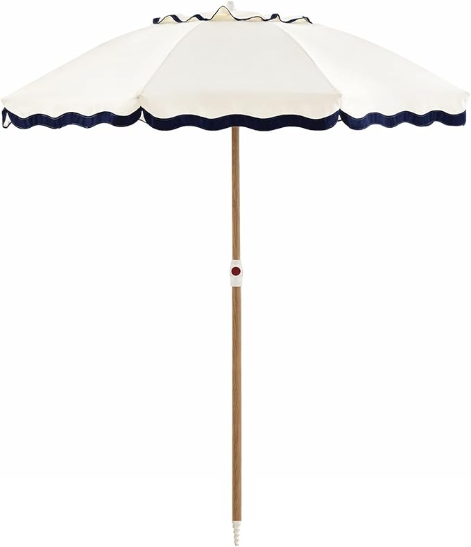 6FT Patio Beach Umbrella for Outdoor, UPF 50+ Sun Shade for Patio, Backyard, Garden, Pool and Beach, Tilt Adjustable, Portable, Harbour White