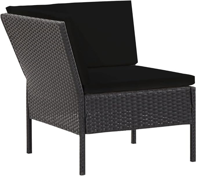 Patio Lounge Set with Cushions,Outdoor Furniture,Outdoor Furniture Sets,Patio Conversation Sets,for Garden,Deck,Backyard,6 Piece Poly Rattan Black