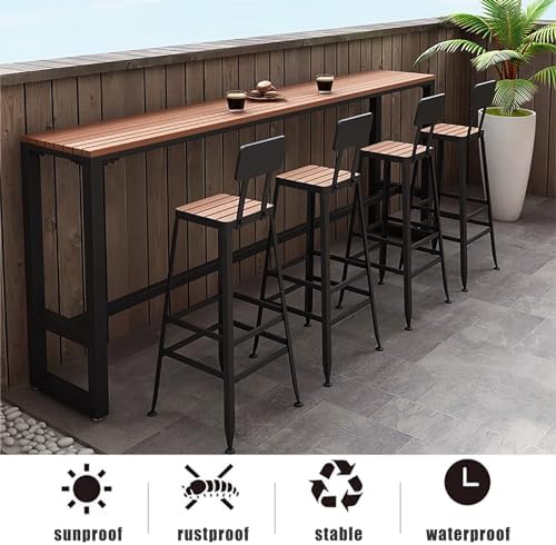 Waterproof Outdoor Bar Table - Wooden Balcony Pub Table for Railings, Counter Height, Durable Patio Furniture, Perfect for Outdoor Entertaining