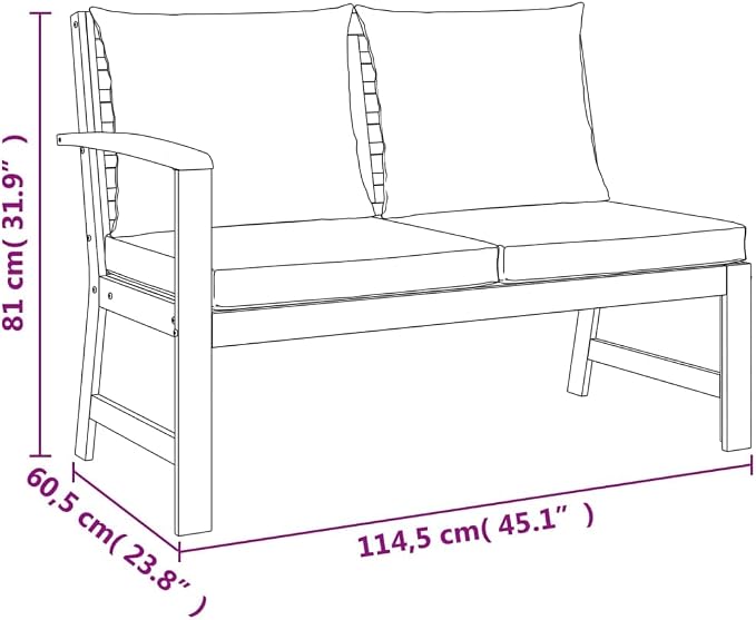 6-Piece Patio Dining Set, Solid Acacia Wood Outdoor Furniture with Thick Cushions, Rustic Brown Modular Garden Seating Sofa, Table and Footstools for Deck, Backyard and Terrace