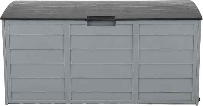 Yescom 75Gal 260L Deck Storage Box 44" x 21.3" x 19.3" for Tools Cushions Seat Lockable Grey