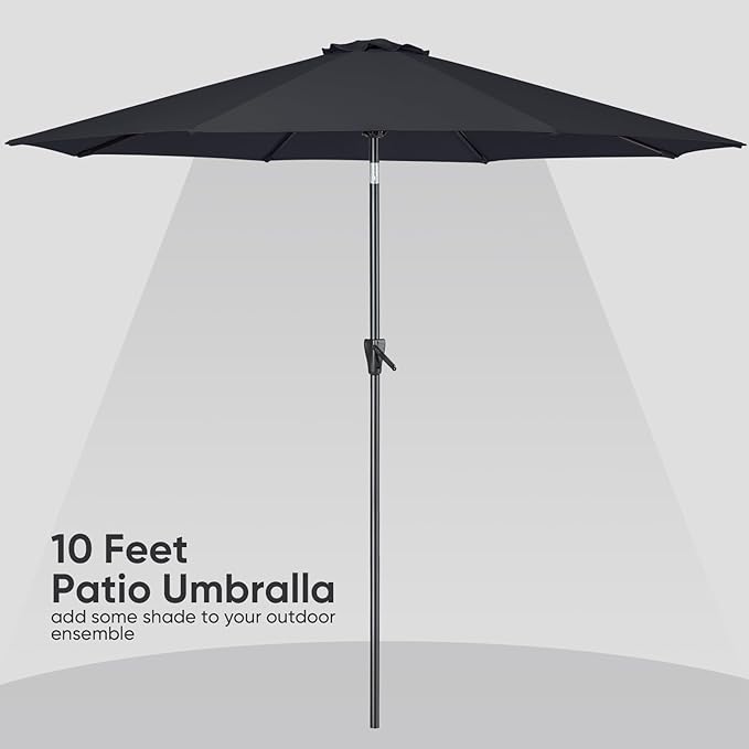 Tempera Patio Market Outdoor Table Umbrella with Push Button Tilt and Crank, Large Sun Umbrella with Sturdy Pole & Fade Resistant Canopy, Easy to Set