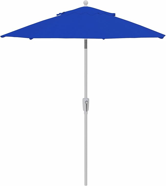 Treasure Garden 7.5ft Patio Umbrella – Outdoor Market Umbrella – Push Button Tilt – White Aluminum Frame (Sunbrella, Pacific Blue)