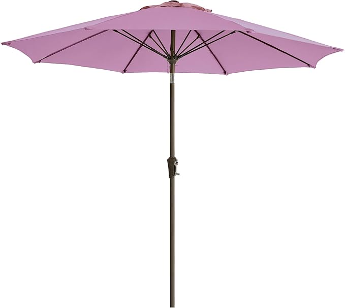 LOUNZY 9FT Large Outdoor Patio Umbrella Table Umbrella-UV Resistant,Easy Push Button Tilt and Crank,8 Sturdy Fiberglass Ribs Pool Umbrella for Patio,Backyard,Deck,Yard,Market