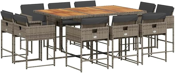 11-Piece Outdoor Furniture Set Gray Patio Conversation Sets Comfy Dining Experience for Gatherings
