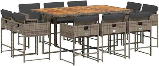 11-Piece Outdoor Furniture Set Gray Patio Conversation Sets Comfy Dining Experience for Gatherings