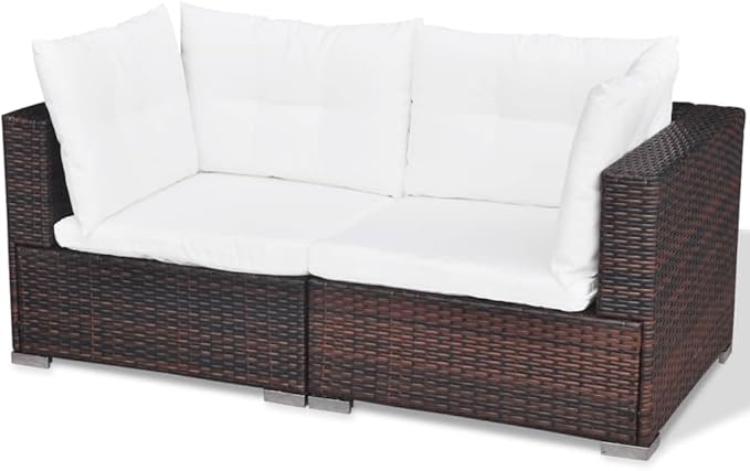 5 Piece Patio Lounge Set with Cushions, Outdoor Sofa Sets Outdoor Dining Sets Patio Conversation Set Porch Furniture Set for Poolside Exhibition Negotiation Area Piazza Poly Rattan Brown