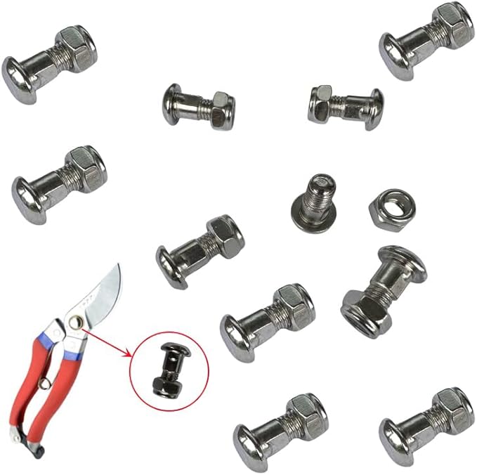 10 Pack Garden Pruning Shears Pivot Bolt and Nut Replacement Gardening Scissors Central Axis Shaft Assembly for Bypass Pruning Shears Gardening Pruning Scissors and Clippers
