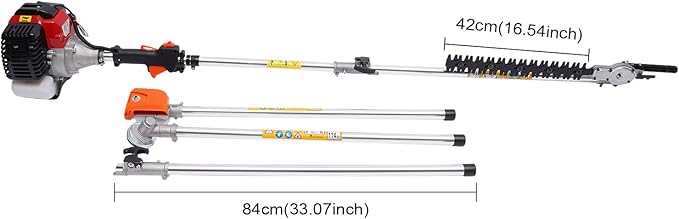 1.7kw 52cc 2-Stroke Straight Shaft Gas Powered String Trimmer, Gas Brush Cutter and Dual Line Trimmer, Grass Trimmer- Lightweight Weed Wacker for Lawn Care