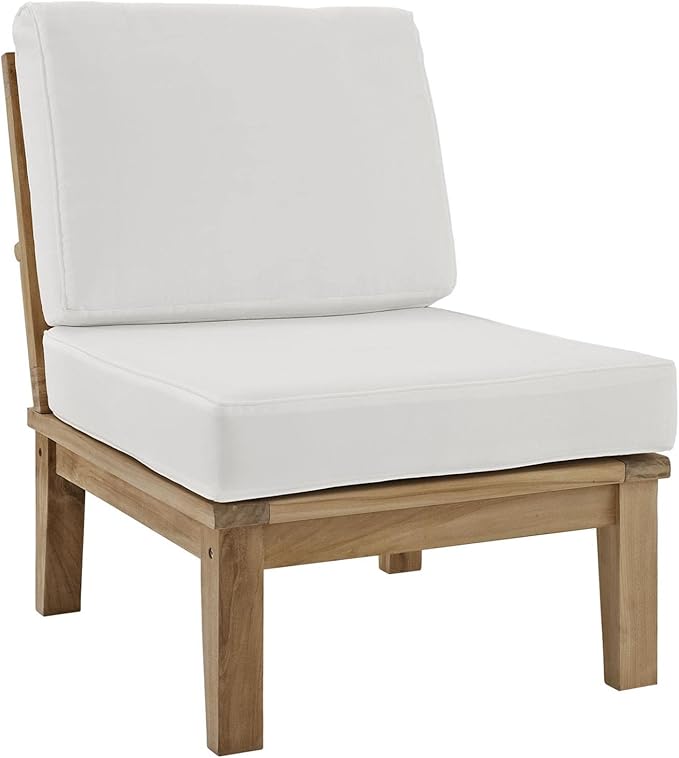 Modway Marina Premium Grade A Teak Wood 8-Piece Outdoor Patio Furniture Set in Natural White