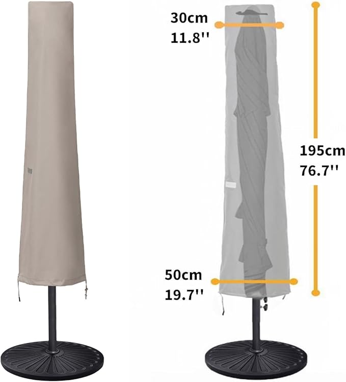 Patio Umbrella Covers for 10ft to 11ft Patio Umbrellas, Waterproof and Durable Market Parasol Ourdoor Umbrella Covers with Zipper and Rod