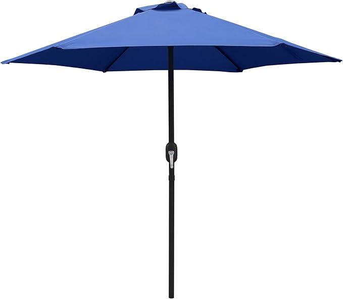 7.5 Ft Patio Umbrella with Crank Weather Resistant Outdoor Umbrella Durable 6 Sturdy Steel Ribs Outdoor Market Umbrella for Deck Garden Pool Yard Cafe, Navy