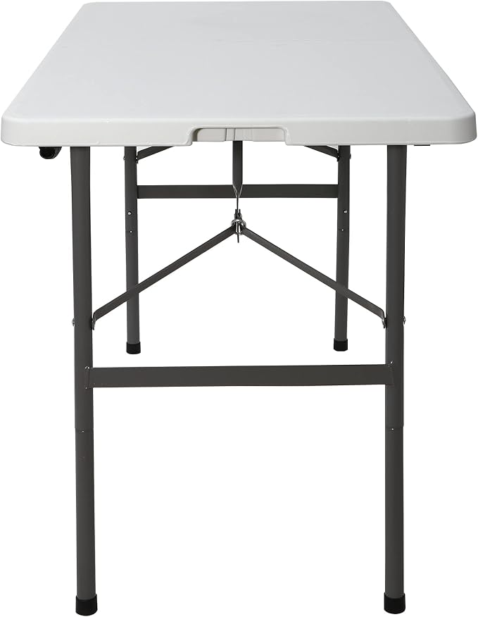 ZENY 4ft Portable Folding Table Plastic Indoor Outdoor Picnic Party Camp Dining Table with Handle, White