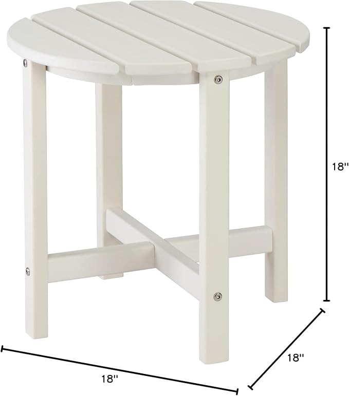 Zimtown Adirondack Side Table, 18 Inch Round HDPE Outdoor Side Table, Small Modern End Tables, Coffee Table for Outside, Patio, Backyard, Pool, Lawn, Beach, Waterproof & Portable