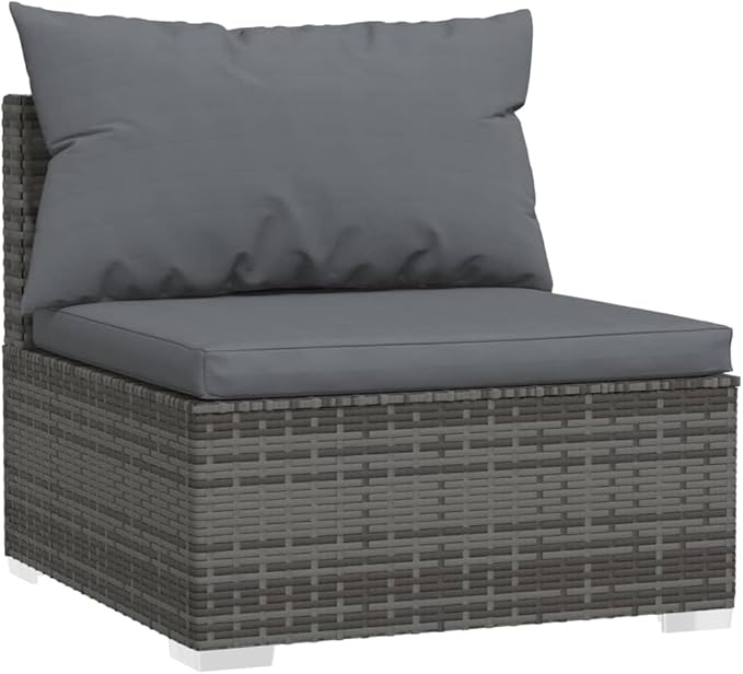 6 Piece Patio Lounge Set with Cushions, Sectional Sofa Patio Conversation Set Front Porch Furniture Outdoor Dining Sets for Garden Poolside Exhibition Piazza Poly Rattan Gray
