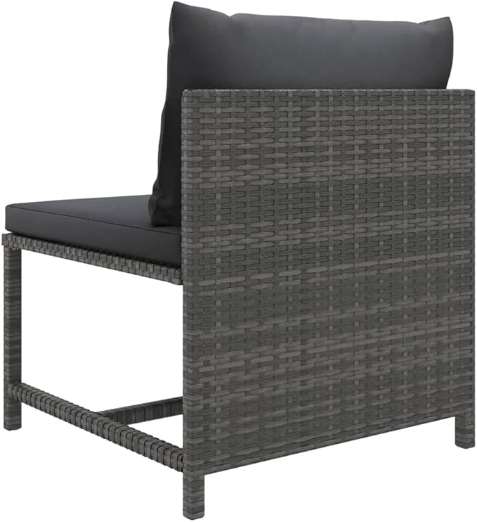 6 Piece Patio Conversation Set Grey PE Rattan Modular Outdoor Lounge Furniture 23.6x23.6 inch with Powder-Coated Steel Frame & Removable Cushions for Balcony Garden Terrace