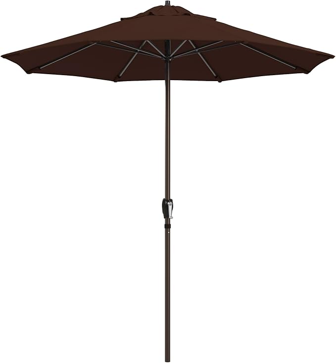 California Umbrella 10-Year Protection 7.5 Ft Outdoor Patio Umbrella, Pacifica Fade-Resistant Fabric, Auto-Tilt, Heavy Duty Aluminum Frame, 8 Reinforced Ribs for Pool or Deck, Bronze Pole, Mocha