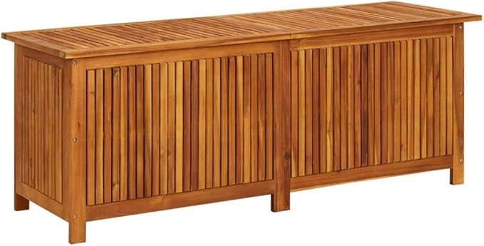 Wooden Patio Outdoor Storage Box, Deck Box Storage Chest, Garden Tools Container, 59.1"x19.7"x22.8" Solid Acacia Wood,-277