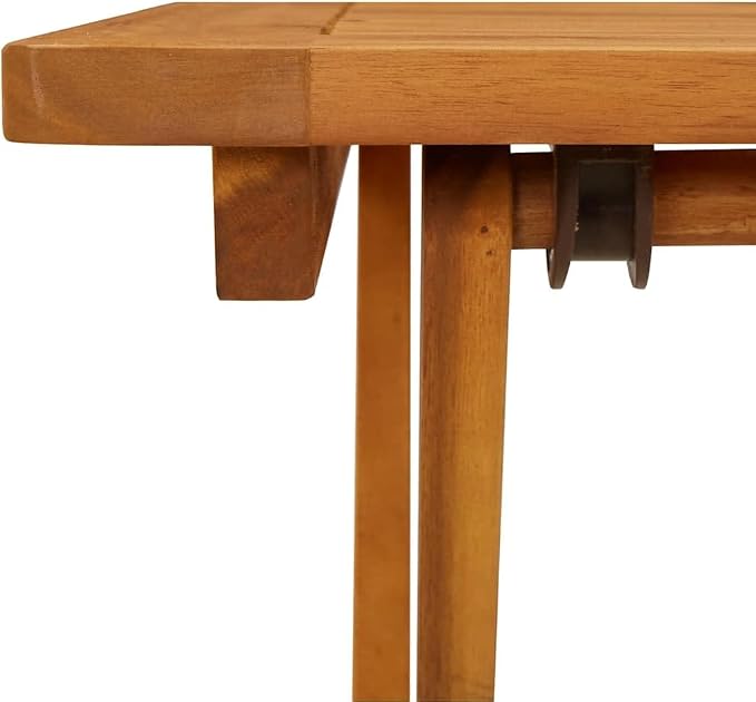 Solid Acacia Wood Folding Patio Table 23.6x23.6x29.5 Inches, Outdoor Dining Table with Natural Oil Finish, Space-Saving Design for Garden, Farmhouse Style Side