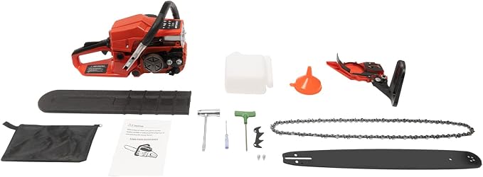 Top Handle Gas Chainsaws, 20 Inch Bar Power Chain Saws, Cycle Gas Powered Chainsaw, Chainsaw 2 Stroke Handed Petrol Gasoline Chain with Tool Bag, Gas Chain Saw for Cutting Wood Pruning Branches(52cc)