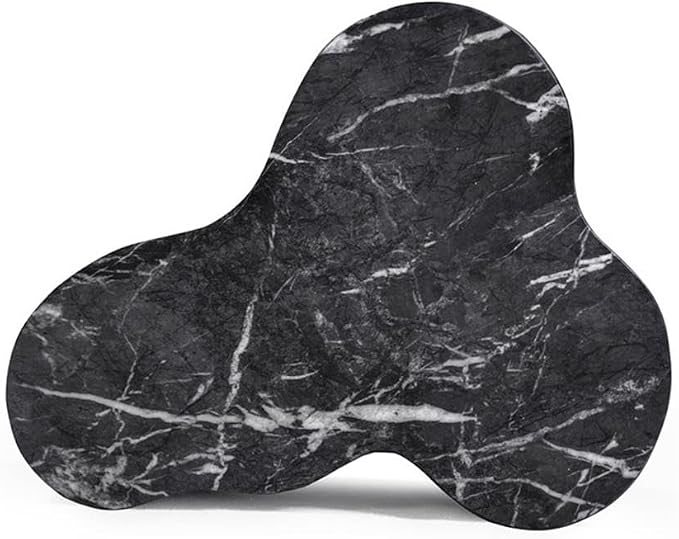 Pemberly Row Slab Black Marble Concrete Side Table, 20.7" W x 18.5" D x 22" H, Outdoor Safe, Modern Design Indoor/Outdoor Table for Patio or Living Room Decor