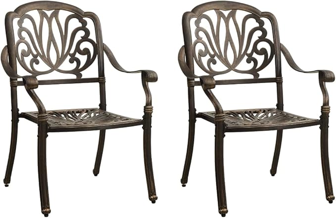 Backyard Furniture Patio Conversation Sets Outdoor Seating 3 Piece Bistro Set Cast Aluminum Bronze Suitable for Swimming Pool, Courtyard, Garden