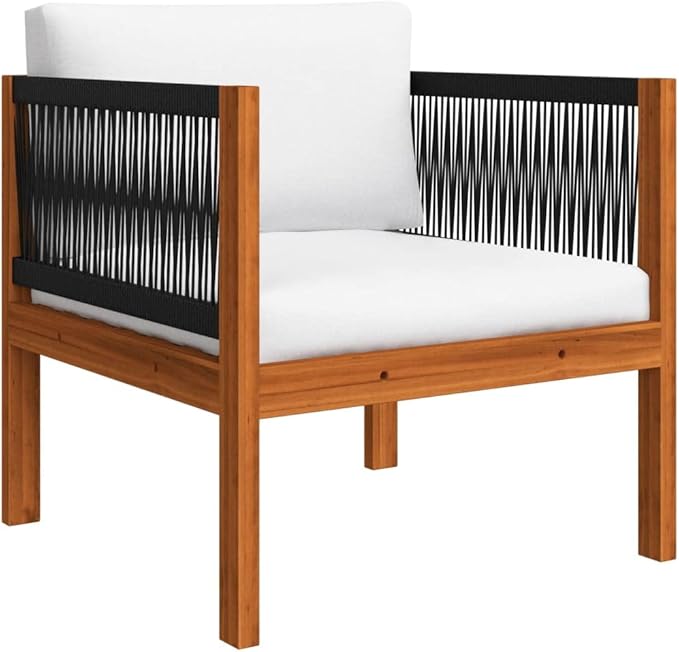 Patio Lounge Set with Cushions,Outdoor Patio Furniture,Outdoor Chat Conversation Set,for Patio,Backyard,Garden,Outdoor,6 Piece Cream Solid Acacia Wood